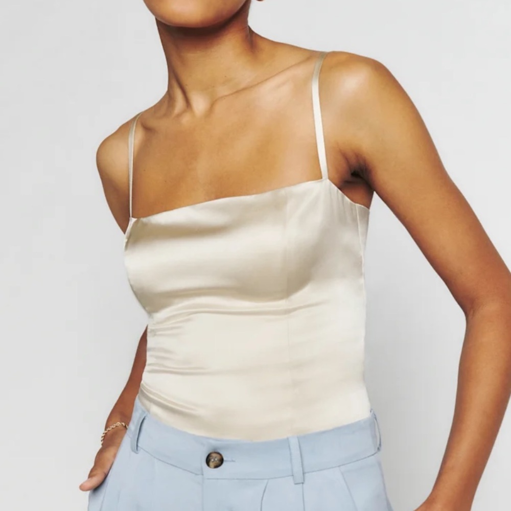 Reformation Overland Silk Top - Ivory